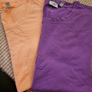 LOGO by Lori Goldstein Short Sleeve Tees - Bright Purple and Soft Peach